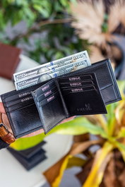 Zoozie Bags Cartera para Hombre de Piel Auténtica con Bloqueo RFID - Negro